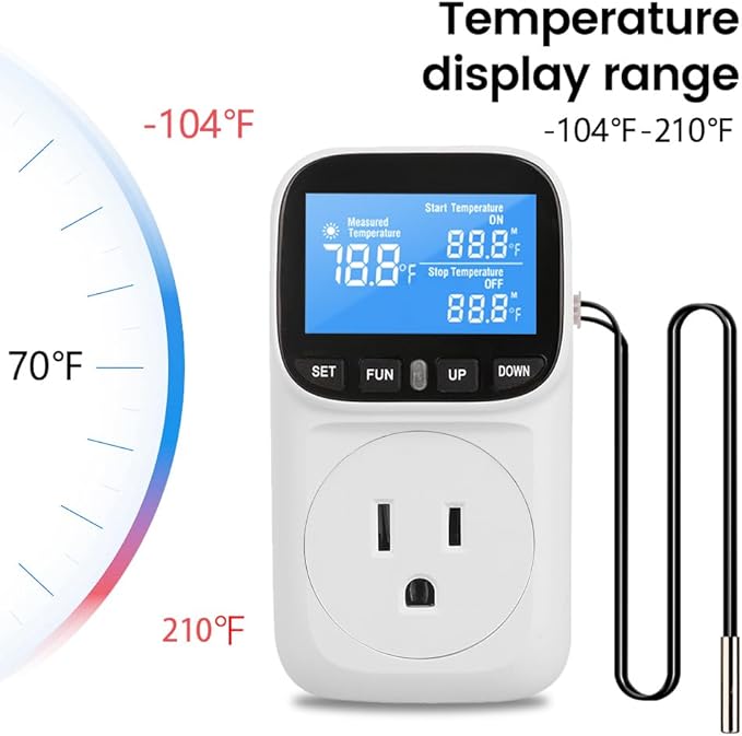 Diymore Plug in Digital Thermostat Temperature Controller, 120V / 15A, - Image 5