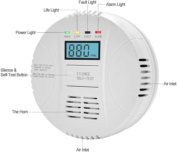 Carbon Monoxide Detector, VzmcovCO Monitor Powered by AA Battery, - Image 2