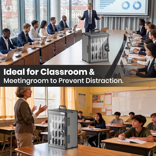 24 slots cell phone locker for classroom, portable, front angle view