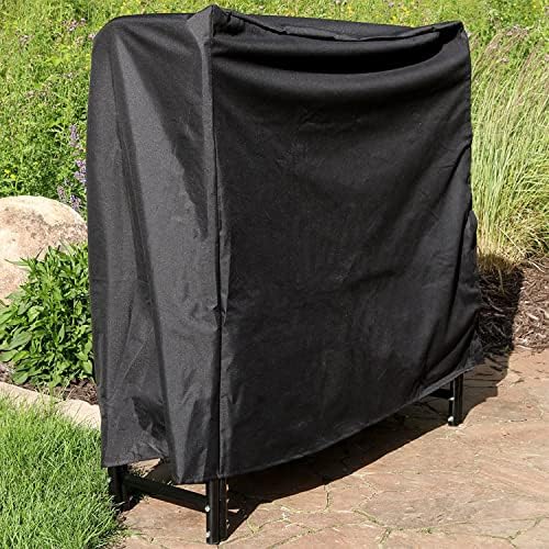 sunnydaze 4-foot firewood log rack cover, black showing dimensions