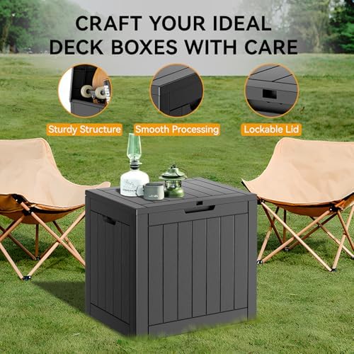31 gallon outdoor storage box waterproof deck box, side view