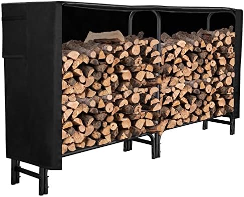 gaspro 8ft firewood rack outdoor with waterproof cover, main product view