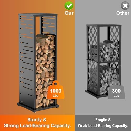 4ft firewood rack indoor, wood rack, metal, 1000 showing dimensions