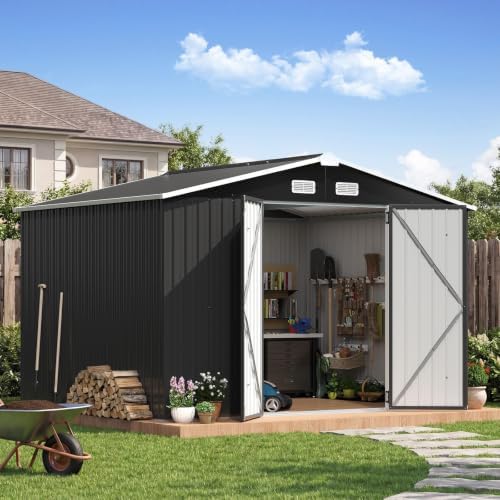 10x8ft outdoor storage shed black, close-up detail