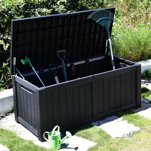 modern-depo 120 gallon pp deck box waterproof outdoor on a desk or shelf