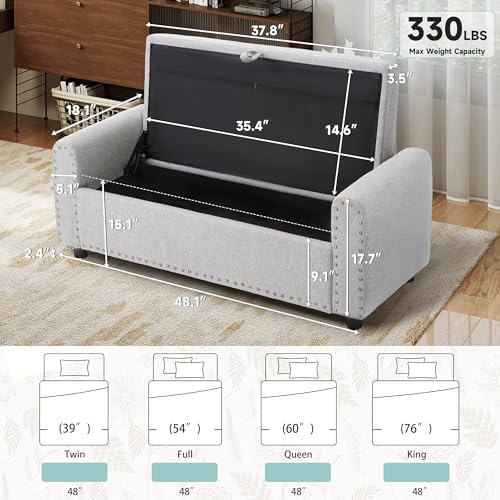 ottoman with storage, tufted storage bench for bedroom shown in use