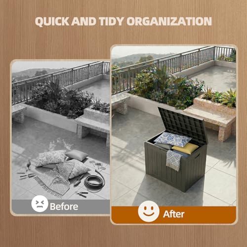 efu outdoor storage box 45 gallon deck box, side view