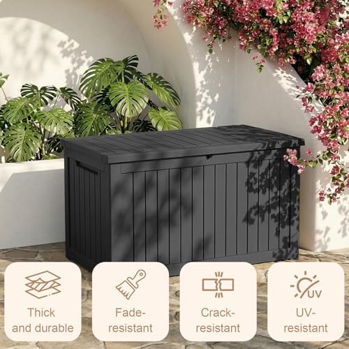 280 gallon outdoor storage deck box waterproof resin, side view