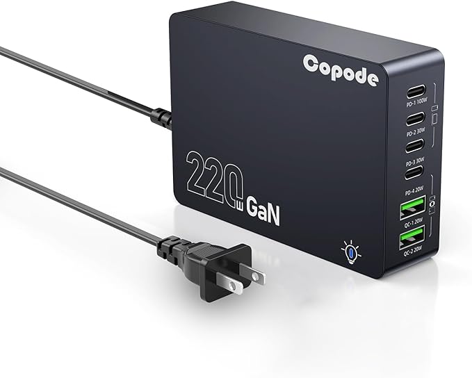 220W USB C Charger Block, 6-Port GaN USB C Charging Station PD 100W PC Laptop by Unknown