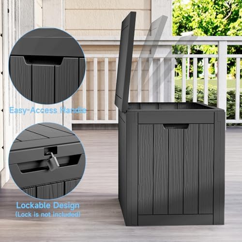 vixzen outdoor storage deck box waterproof resin lockable, side view
