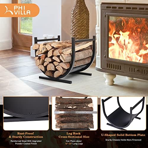 phi villa 17 inches small indoor/outdoor firewood log shown in use