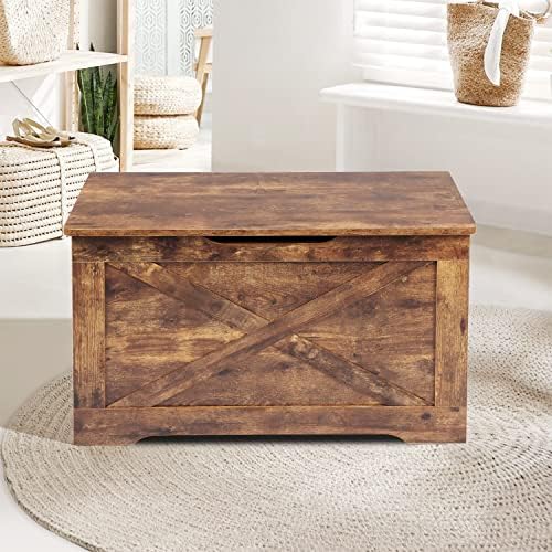 timberer 31.5" storage chest, wooden storage bench, entryway, front angle view