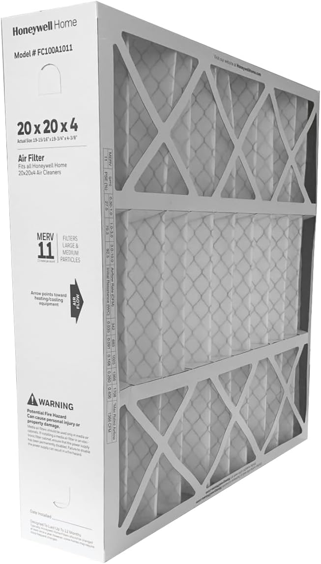 Honeywell FC100A1011-20" x 20" x 4" Pleated Air Filter, MERV 11 Bundle with Same Day Supply Filter Change Reminder (2-Pack)