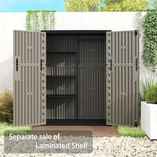 zzm 57 cu.ft outdoor storage shed hdpe storage, side view