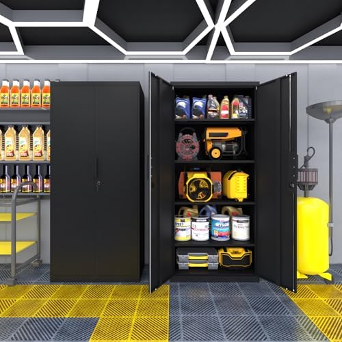 72" garage storage cabinet, black, main product view