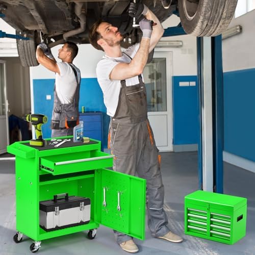 dawmilon 5-drawer rolling tool chest, 2-in-1 tool box shown in use