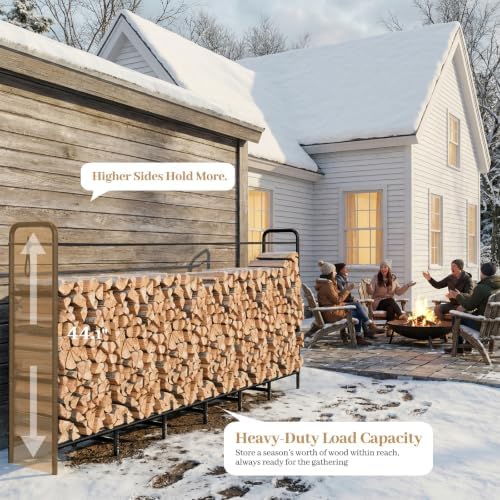 firewood rack 8ft heavy duty metal log holder, close-up detail