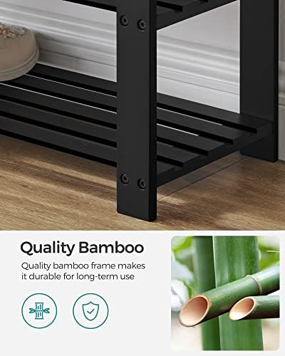 songmics bamboo shoe bench, 3-tier shoe rack, 11.9, side view