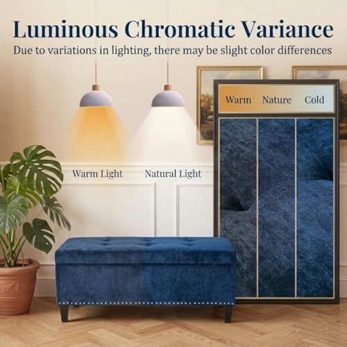 joveco 41" storage bench,tufted fabric storage ottoman with on a desk or shelf