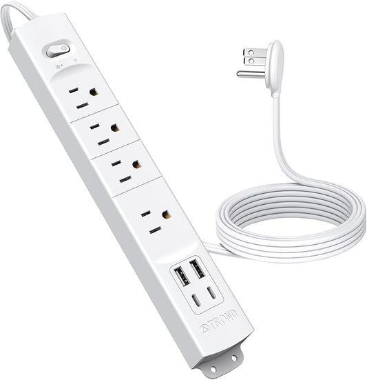 TROND Flat Plug Power Strip USB-5ft Flat Extension Cord Surge Protector Wall by TRONDOfficial