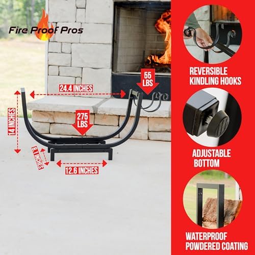 fireproof pros firewood rack outdoor and indoor firewood shown in use
