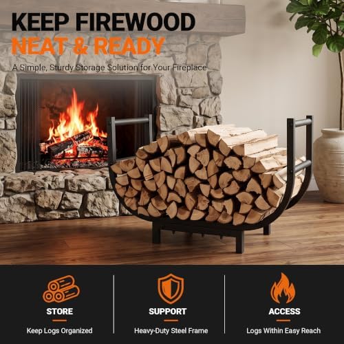 yqbrao 24-inch firewood rack, 500 lb heavy-duty steel on a desk or shelf