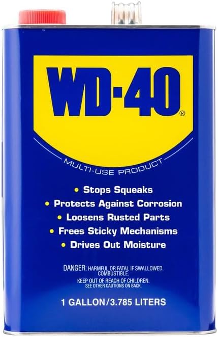 WD-40 Original Formula, Multi-Use Product, One Gallon [4-Pack] | Drives Out Moisture, Prevents Rust and Corrosion, Frees Stuck Parts, Removes Grease and Grime, Lubricates Hinges