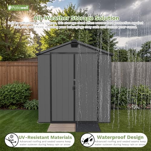 patiowell 6x4 ft plastic outdoor storage shed with shown in use