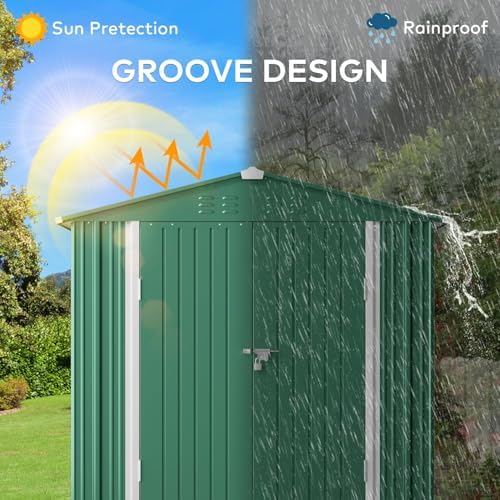 gizoon 6 x 4 ft outdoor storage shed showing dimensions