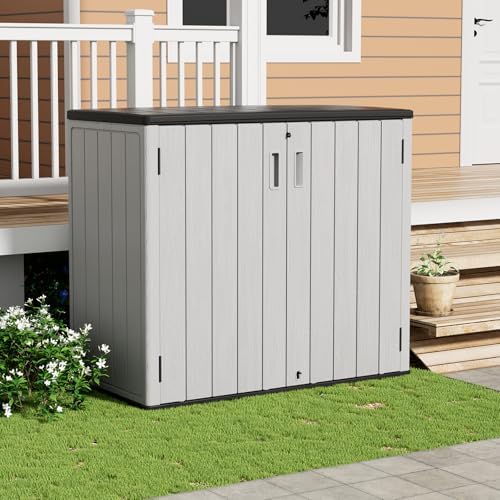 zzm 37 cu.ft outdoor storage shed double-wall hdpe showing dimensions