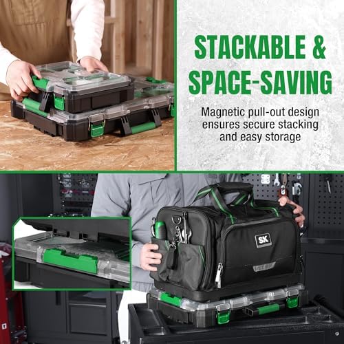 sk 20.5-inch small part organizer, portable tool box on a desk or shelf
