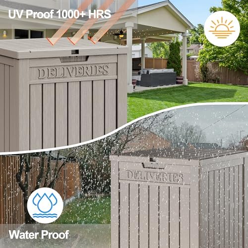 lhbgo package delivery box for outside, 48 gallon, front angle view
