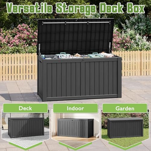 outdoor storage waterproof deck box for patio (160, side view