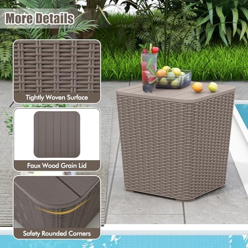 tangkula 11.5 gallon water-proof deck box, outdoor patio showing dimensions