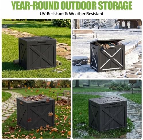 rojik 56 gal waterproof deck box, compact outdoor, close-up detail