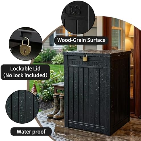 package delivery box, lockable resin outdoor package, waterproof showing dimensions
