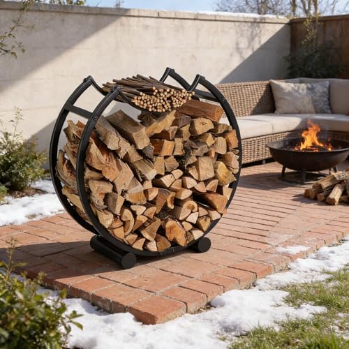yohsnor 23in indoor firewood rack,metal firewood holder for showing dimensions