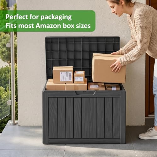 easyup 50 gallon outdoor storage box waterproof lockable showing dimensions