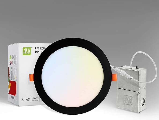 ASD 1 Pack 8 Inch LED Recessed Light 20W, 5 CCT 2700K-5000K CRI90+, IC Rated by ASDLightingCorporation