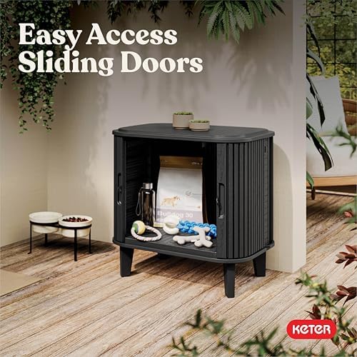 keter velo 30 gallon outdoor storage cabinet showing dimensions