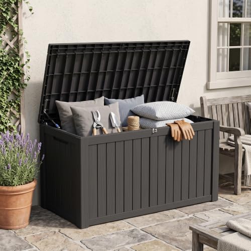 outdoor storage box, 180 gallon waterproof deck box, view 9