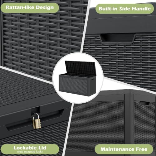 outdoor storage box waterproof, 75 gallon deck box showing dimensions