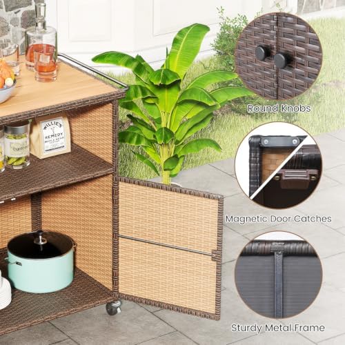 tangkula rattan outdoor storage cabinet with 4 wheels, package contents