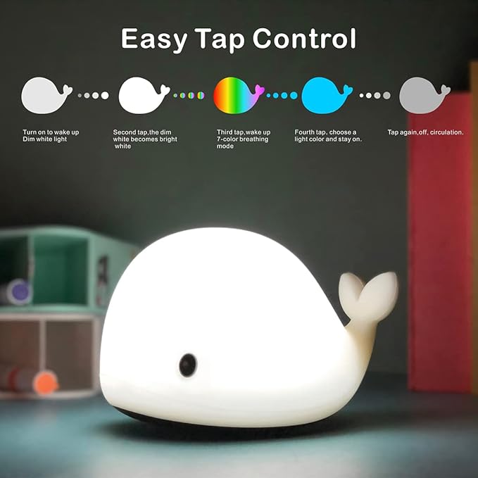 LEDHOLYT Night Light for Kids, Cute Silicone Nursery Dolphin Lamp for Baby and - Image 4