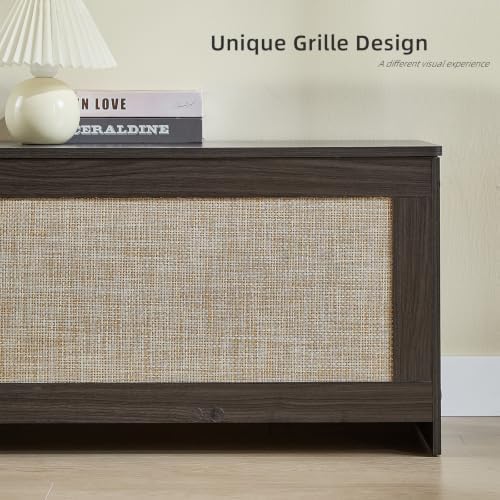 47.2"storage chest extra large,rattan storage bench(obsidian black), front angle view