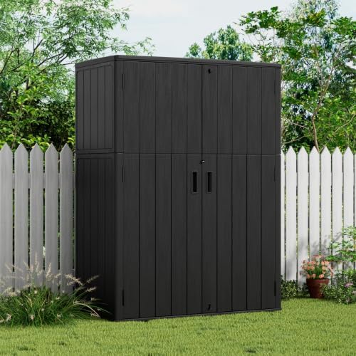 kinying outdoor storage shed,57 cu.ft vertical outdoor storage, side view