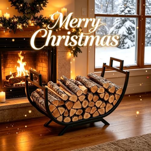 31 inch firewood rack outdoor indoor firewood storage, front angle view