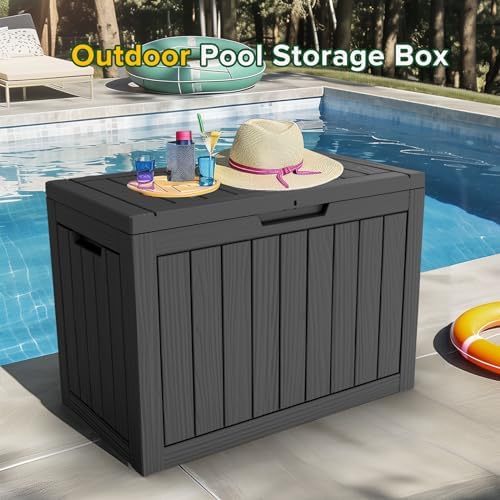 easyup 50 gallon outdoor storage box waterproof lockable on a desk or shelf