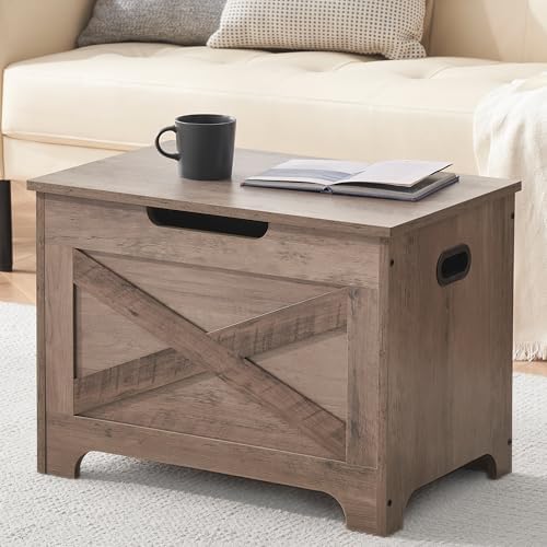 garveehome 23.6 in storage chest, wooden storage bench shown in use