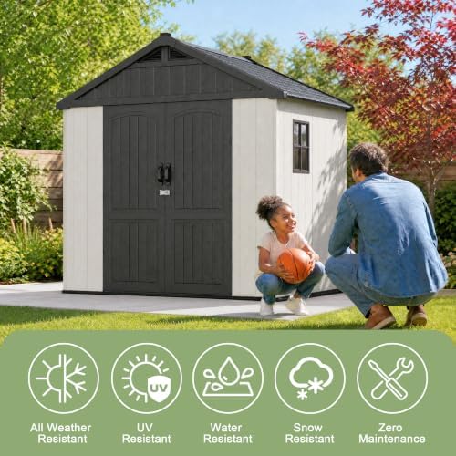 greesum 8x6 ft resin outdoor storage shed with, side view